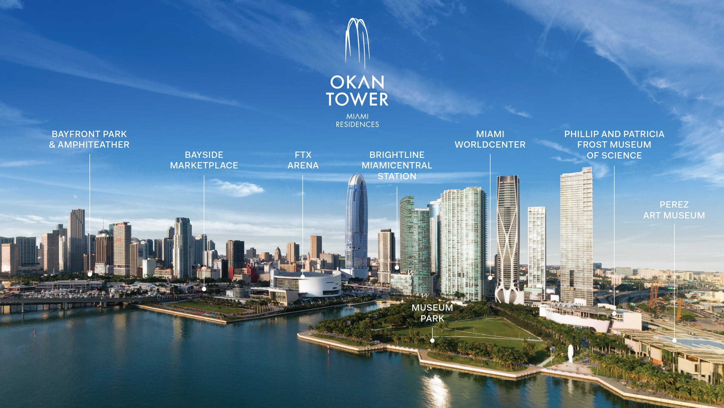 Downtown Miami skyscape with Okan Tower at the center. New Development in Miami